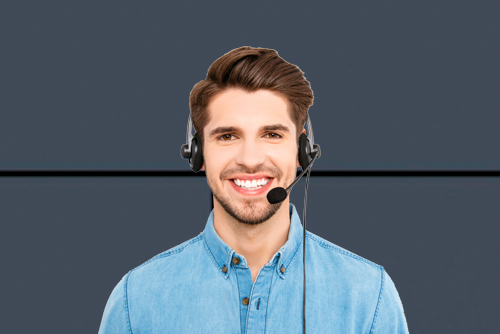 dark haired man with headset answering phone XBS Office Solutions, #XBSOS, Kentucky, KY, Konica Minolta, Lexmark, Brother, Canon, HP contact us