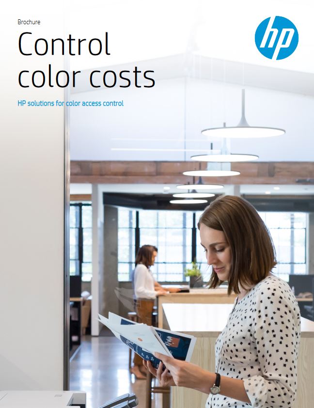 HP Control Color Costs Brochure Cover, HP, Hewlett Packard, XBS Digital, Kentucky, KY, Konica Minolta, IT, Copier, Printer, MFP, Network, VOIP, HP, Xerox